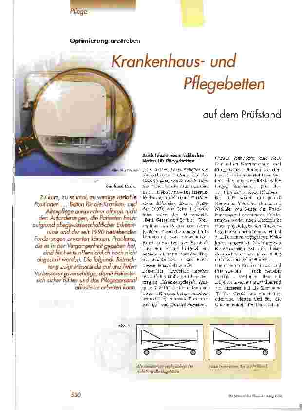 Vorschauseite 1: Krankenhausund Pflegebetten auf dem Prüfstand