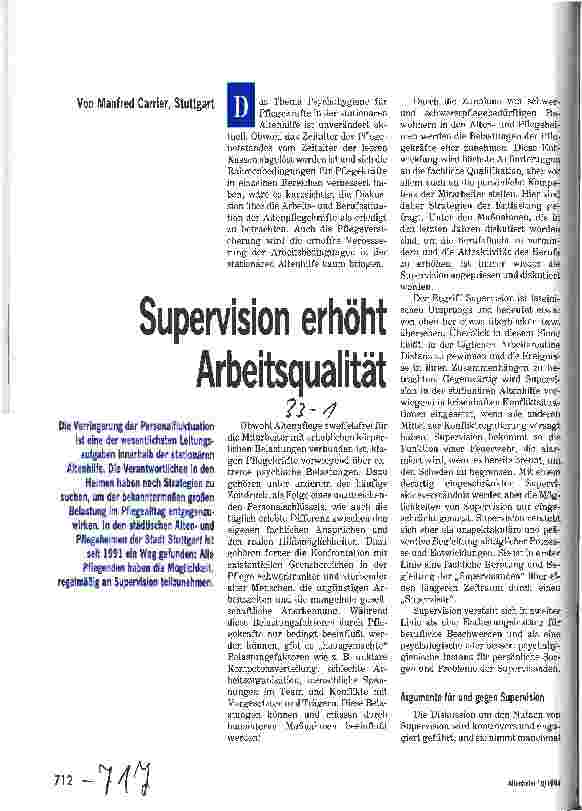 Vorschauseite 1: Supervision erhöht Arbeitsqualität