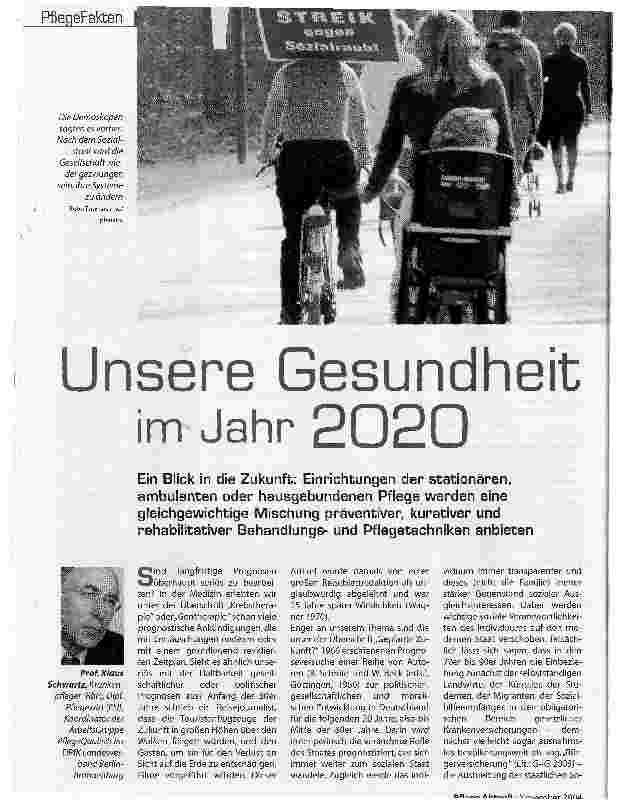 Vorschauseite 1: Unsere Gesundheit im Jahr 2020