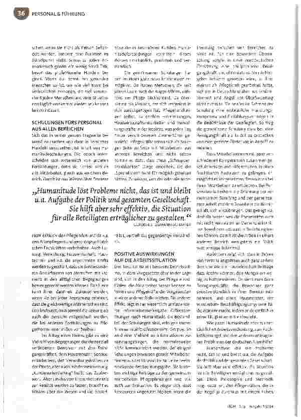 Vorschauseite 3: HUMANITUDEANSATZMitmenschliche Pflege