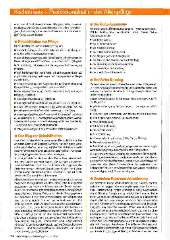 Vorschauseite 6: PROFESSIONALITÄT IN DER ALTENPFLEGEMöglichkeiten und Wege professionellen Handelns