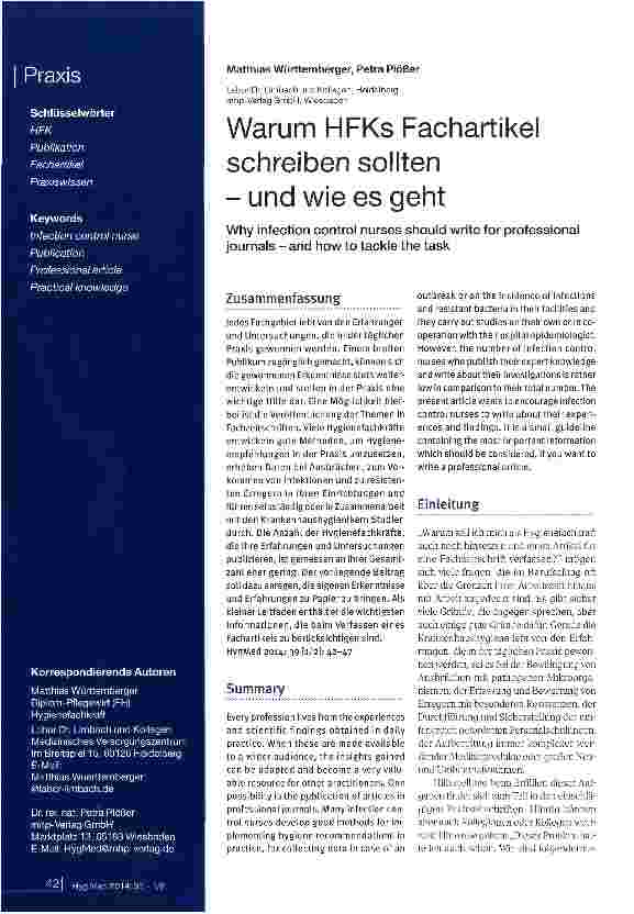 Vorschauseite 1: Warum HFKs Fachartikel schreiben sollten - und wie es geht