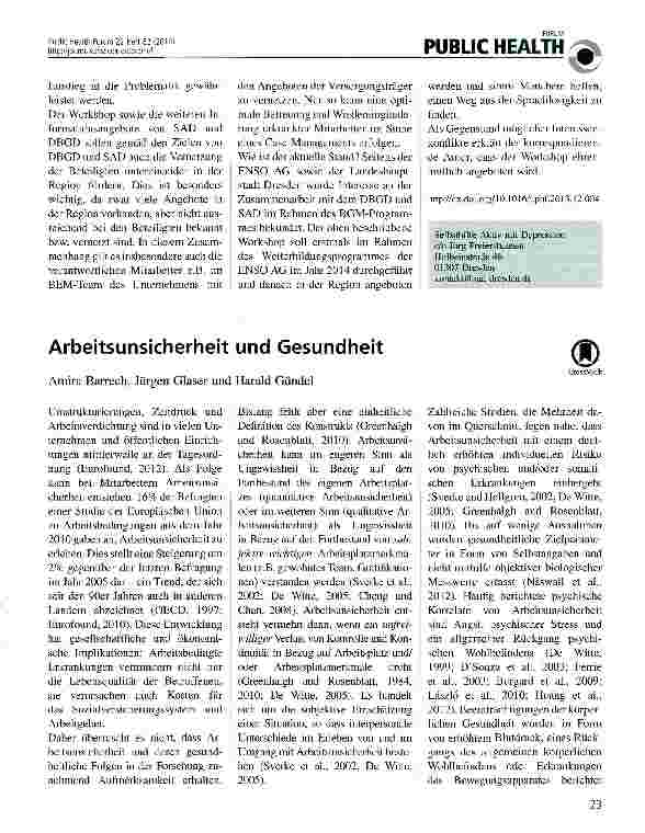 Vorschauseite 2: Depression am Arbeitsplatz - Wege aus der Sprachlosigkeit. Erfahrungen auf kommunaler Ebene