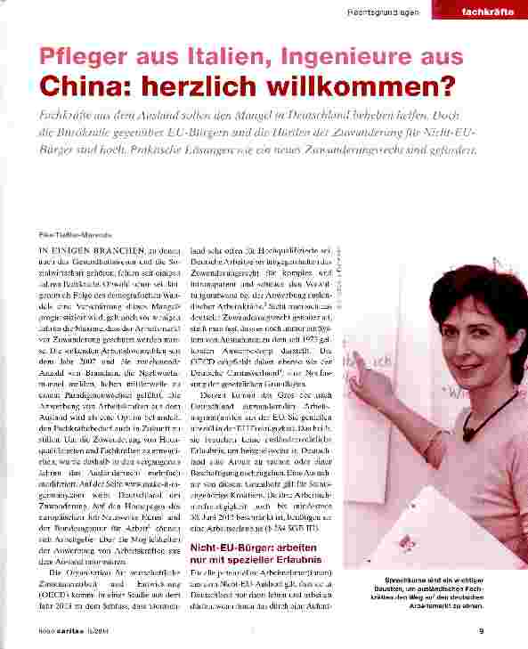 Vorschauseite 1: Pfleger aus Italien, Ingenieure aus China: herzlich willkommen?