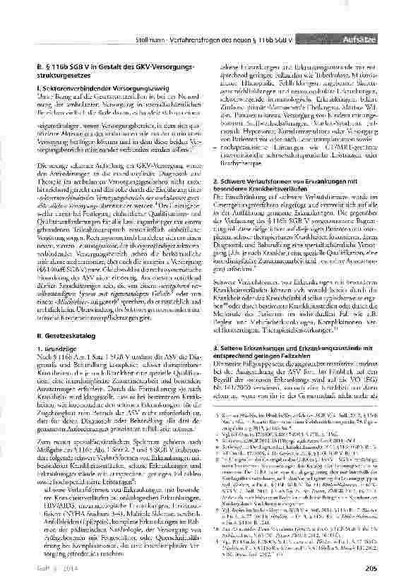 Vorschauseite 2: Verfahrensfragen des neuen § 116b SGB V