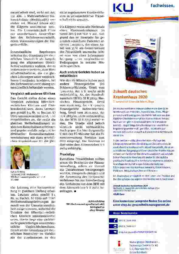 Vorschauseite 2: Leistungen von Privatkliniken umsatzsteuerfrei?