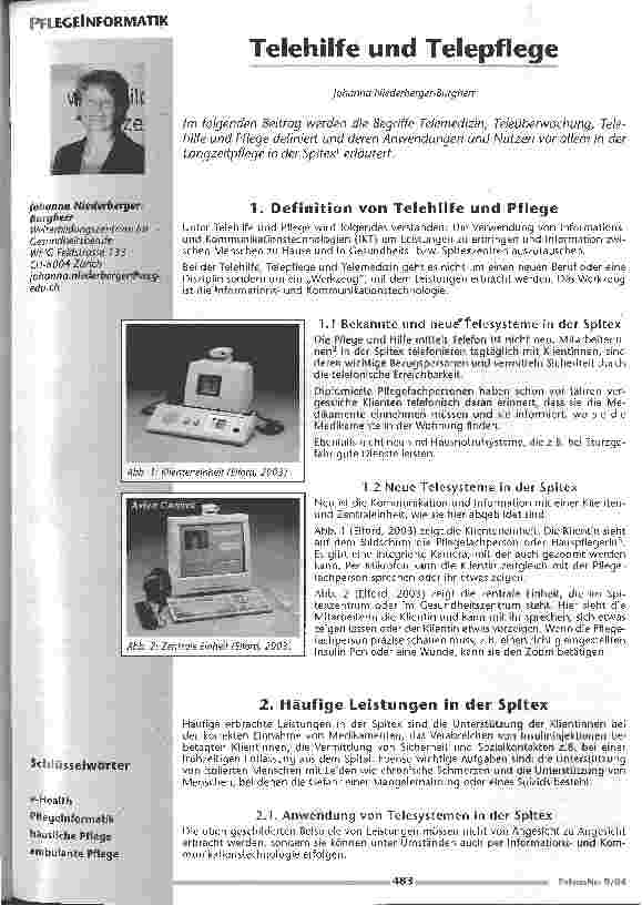 Vorschauseite 1: Telehilfe und Telepflege