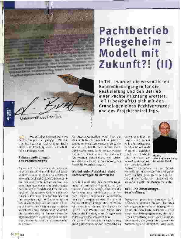 Vorschauseite 1: Pachtbetrieb Pflegeheim -Modell mit Zukunft?! (II)