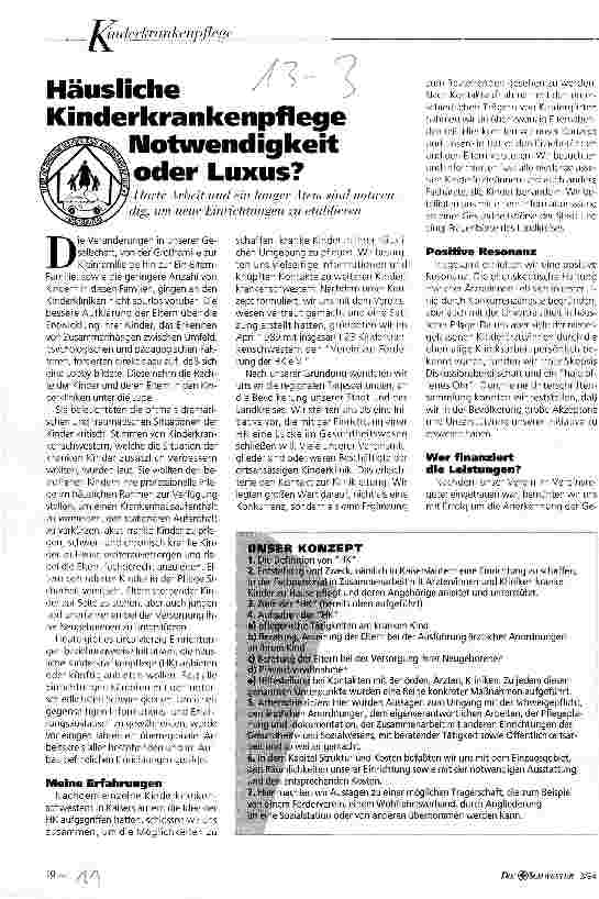 Vorschauseite 1: Häusliche Kinderkrankenpflege Notwendigkeit oder Luxus? Etablierung einer neuen Einrichtung