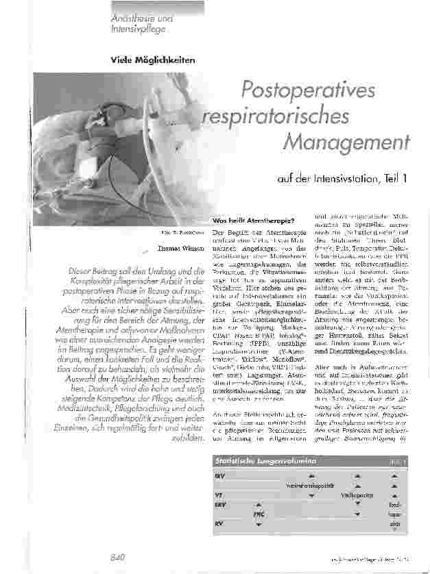 Vorschauseite 1: Postoperatives respirotorisches Management auf der Intensivstation, Teil 1