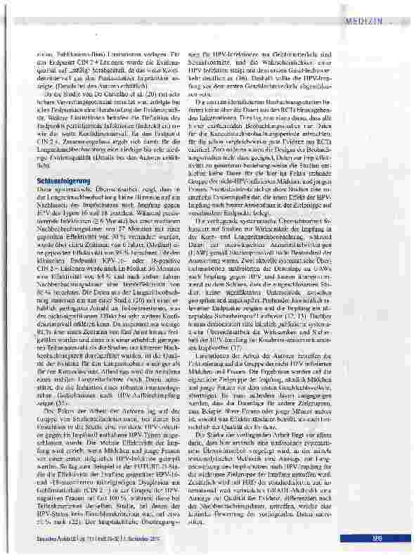 Vorschauseite 6: Effektivität und Dauer des Impfschutzes gegen humane Papillomviren
