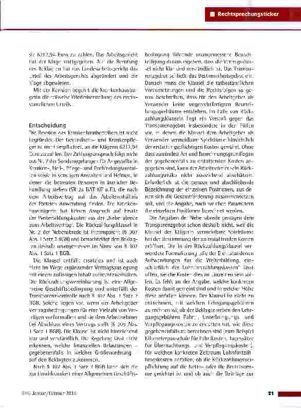 Vorschauseite 2: Rückzahlung von Weiterbildungskosten BAG vom 6. 8. 2013 (9 AZR 442/12)