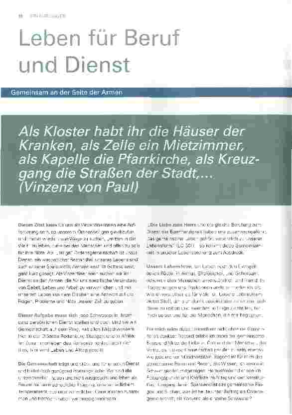 Vorschauseite 1: Leben für BerufGemeinsam an der Seite der Armen