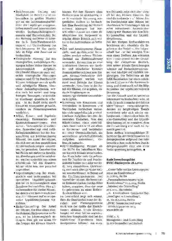 Vorschauseite 2: Stand und Entwicklungstendenzen im Controlling von deutschen Akutkrankenhäusern