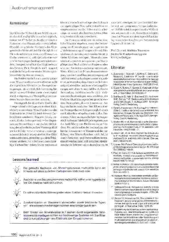 Vorschauseite 3: Ausbruch von Stenotrophomonas maltophilia-Infektionen auf einer Intensivstation