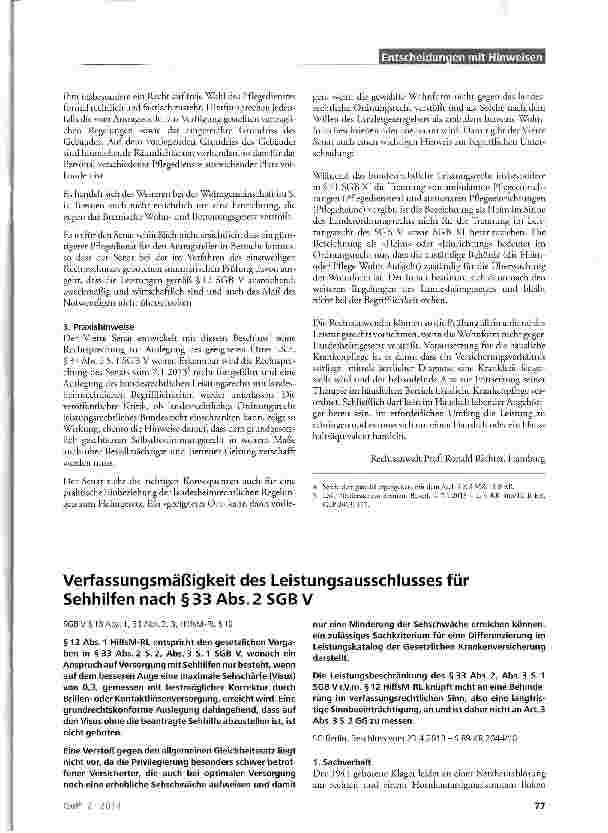 Vorschauseite 2: Zum »geeigneten Ort« der häuslichen Krankenpflege in einer Wohngemeinschaft