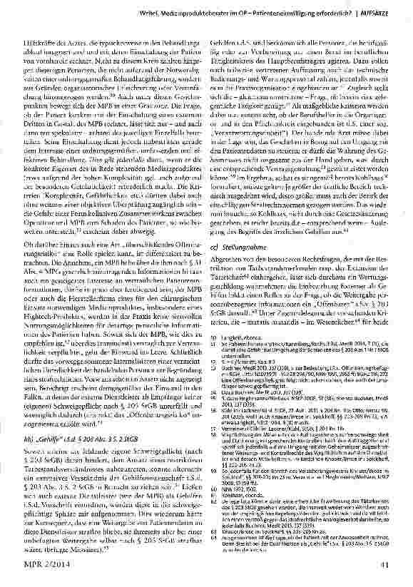 Vorschauseite 5: Medizinprodukteberater im OP - Patienteneinwilligung erforderlich?