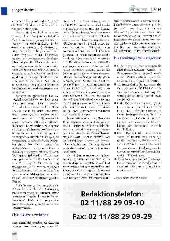 Vorschauseite 4: Christliche Krankenhäuser in Deutschland Jahrestagung 2014 in Essen: „Qualität mit Identität