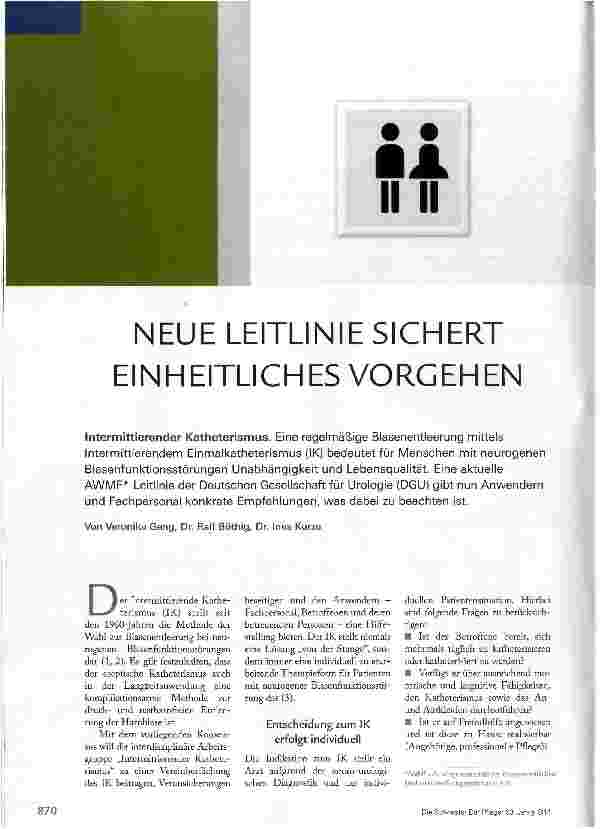 Vorschauseite 1: NEUE LEITLINIE SICHERT EINHEITLICHES VORGEHEN