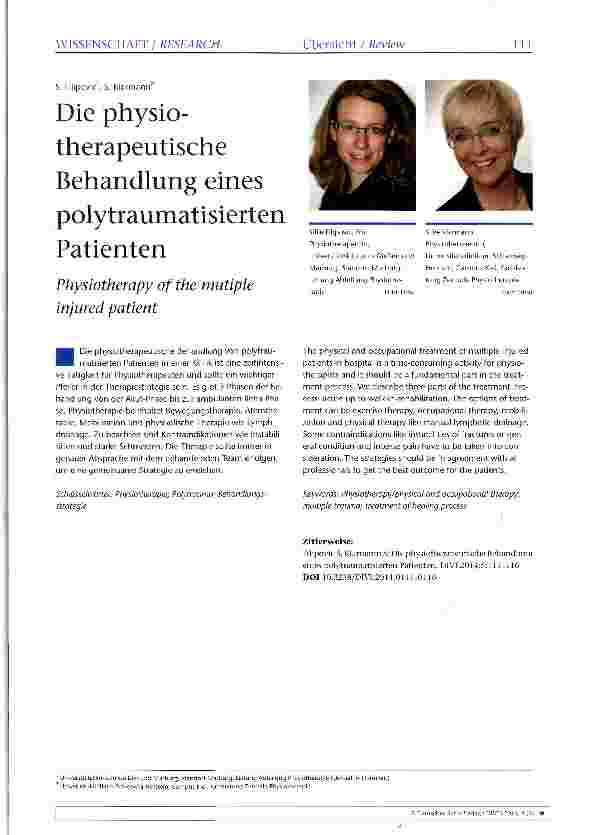 Vorschauseite 1: Die physio-therapeutische Behandlung eines polytraumatisierten Patienten