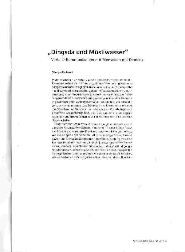 Vorschauseite 1: „Dingsda und Müsliwasser Verbale Kommunikation mit Menschen mit Demenz