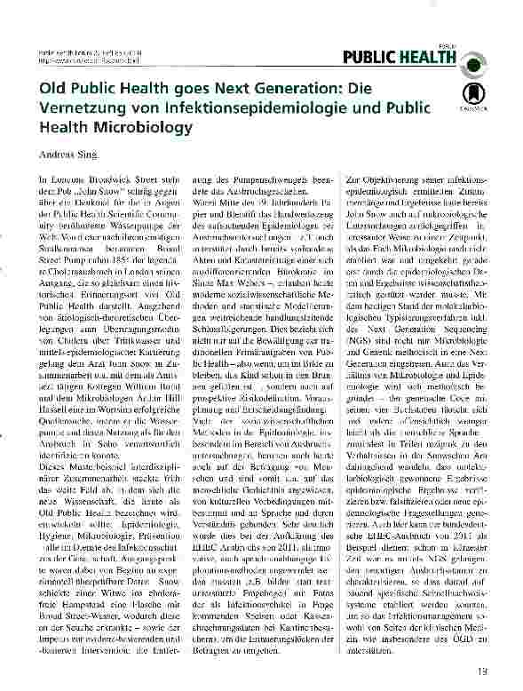 Vorschauseite 1: Old Public Health goes Next Generation: Die Vernetzung von Infektionsepidemiologie und Public Health Microbiology