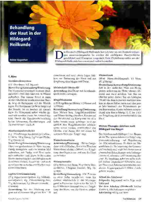 Vorschauseite 1: Behandlung der Haut in der Hildegard-Heilkunde