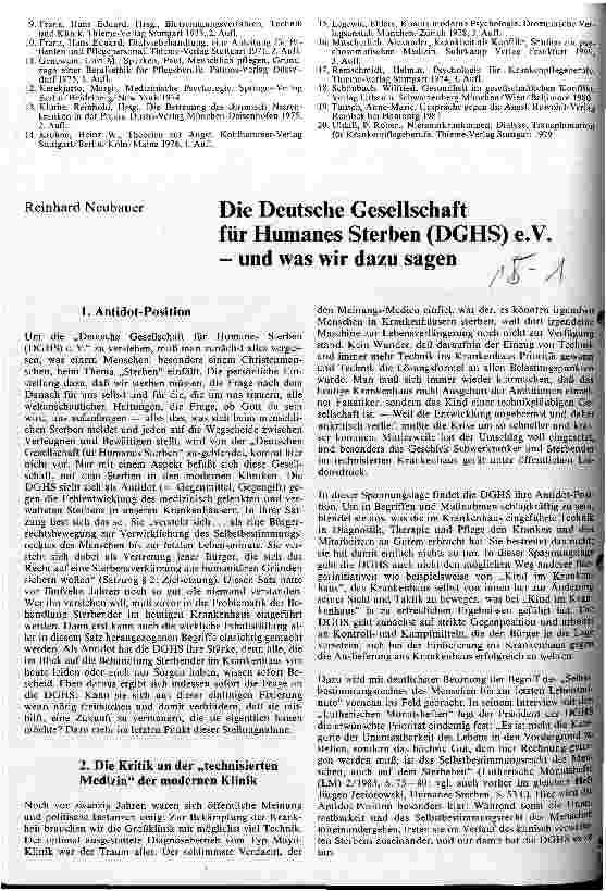Vorschauseite 1: Die Deutsche Gesellschaft für Humanes Sterben (DGHS) e. V. - und was wir dazu sagen