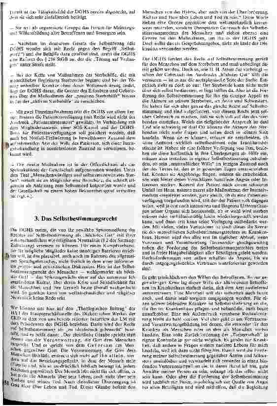 Vorschauseite 2: Die Deutsche Gesellschaft für Humanes Sterben (DGHS) e. V. - und was wir dazu sagen