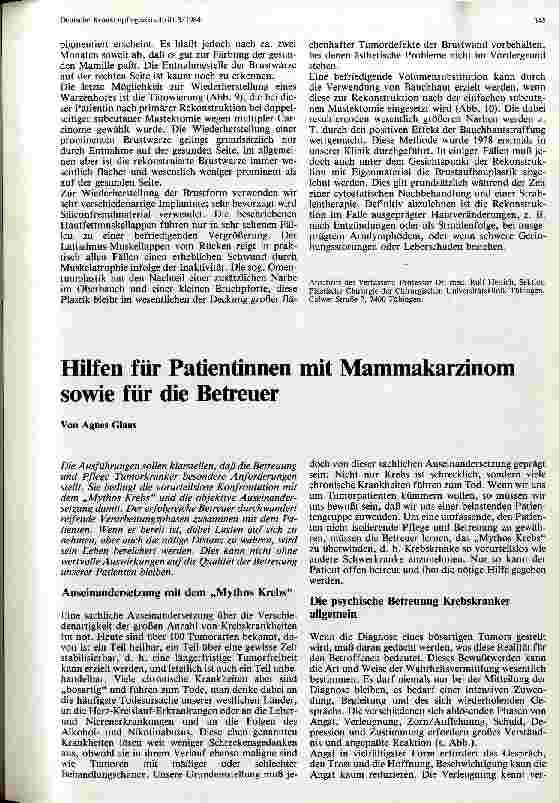 Vorschauseite 4: Die Problematik der Brustamputation und Rekonstruktion in der Tumorchirurgie