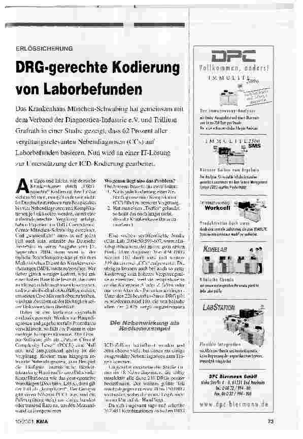 Vorschauseite 1: DRG-gerechte Kodierung von LaborbefundenERLOSSICHERUNG