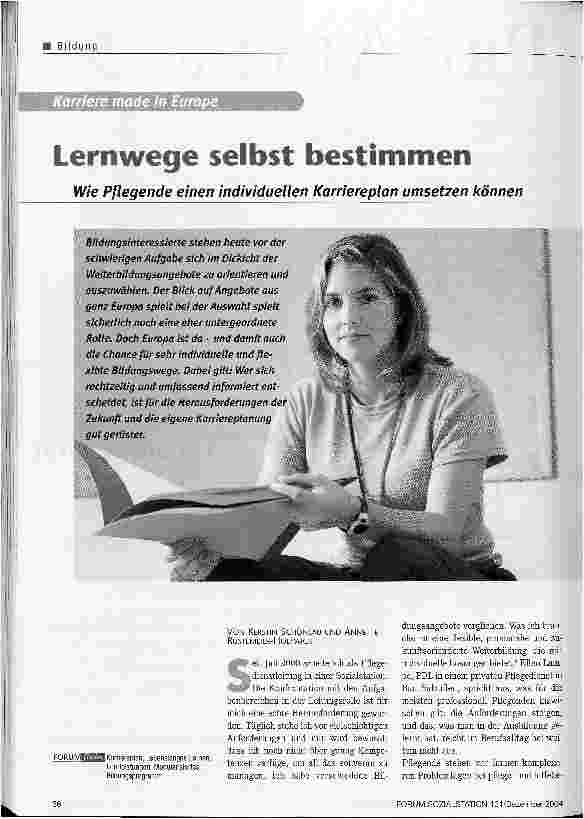 Vorschauseite 1: Lernwege selbst bestimmen. Wie pflegende einen individuellen Karriereplan umsetzen können