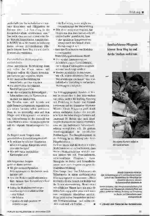 Vorschauseite 4: Lernwege selbst bestimmen. Wie pflegende einen individuellen Karriereplan umsetzen können