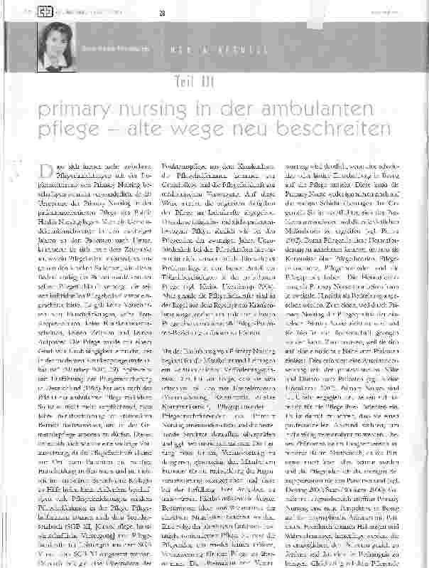 Vorschauseite 1: primary nursins in der ambulanten pflege - alte wege neu beschreiten Teil 3