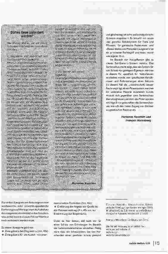 Vorschauseite 2: Lebewesen sind keine ErfindungNeue Vernehmlassung zum Patentgesetz