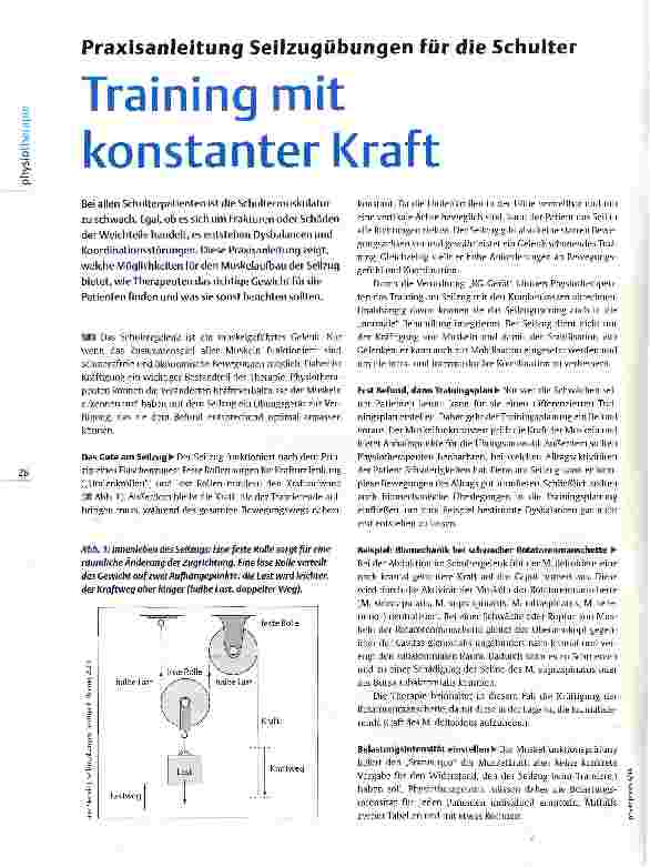 Vorschauseite 1: Praxisanleitung Seilzugübungen für die SchulterTraining mit konstanter Kraft