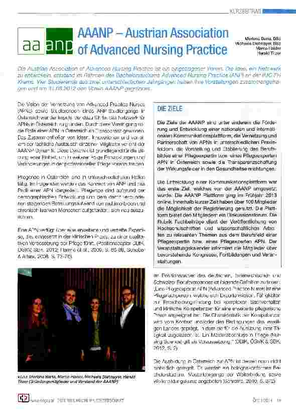 Vorschauseite 1: AAANP -Austrian Association of Advanced Nursing Practice