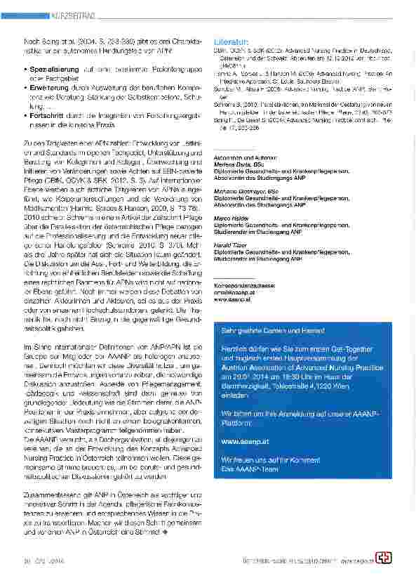 Vorschauseite 2: AAANP -Austrian Association of Advanced Nursing Practice
