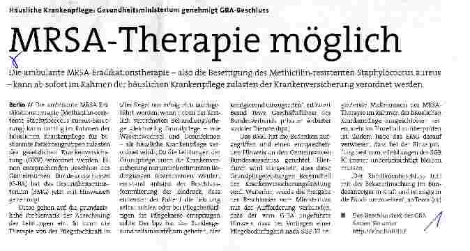 Vorschauseite 1: MRSA-Therapie möglich