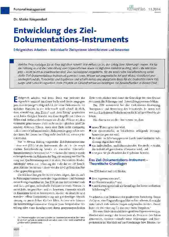 Vorschauseite 1: Entwicklung des Ziel-Dokumentations-Instruments