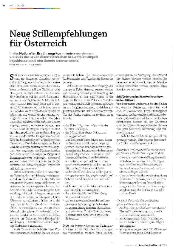 Vorschauseite 1: Neue Stillempfehlungen für Österreich