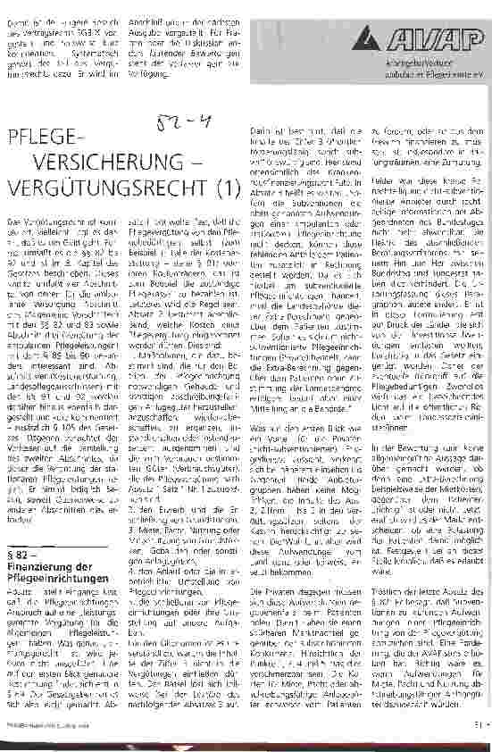 Vorschauseite 1: Pflegeversicherung - Vergütungsrecht (1)