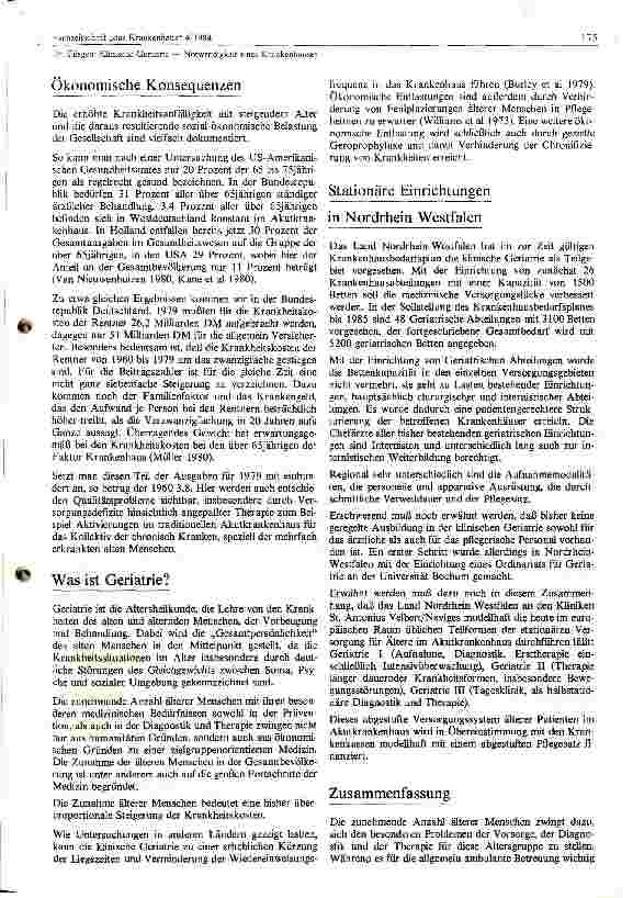 Vorschauseite 2: Klinische Geriatrie -- Notwendigkeit eines Krankenhauses