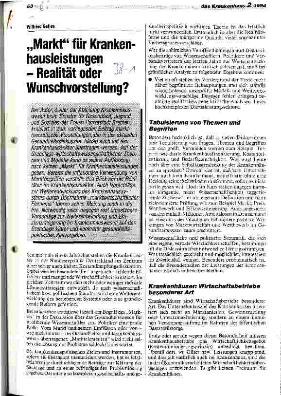 Vorschauseite 1: Markt für Krankenhausleistungen - Realität oder Wunschvorstellung?
