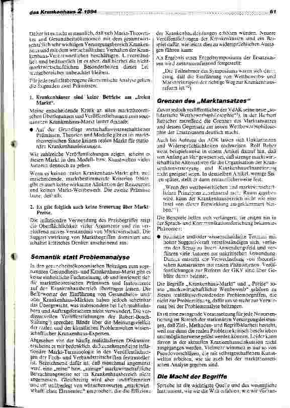 Vorschauseite 2: Markt für Krankenhausleistungen - Realität oder Wunschvorstellung?
