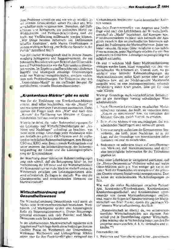 Vorschauseite 3: Markt für Krankenhausleistungen - Realität oder Wunschvorstellung?