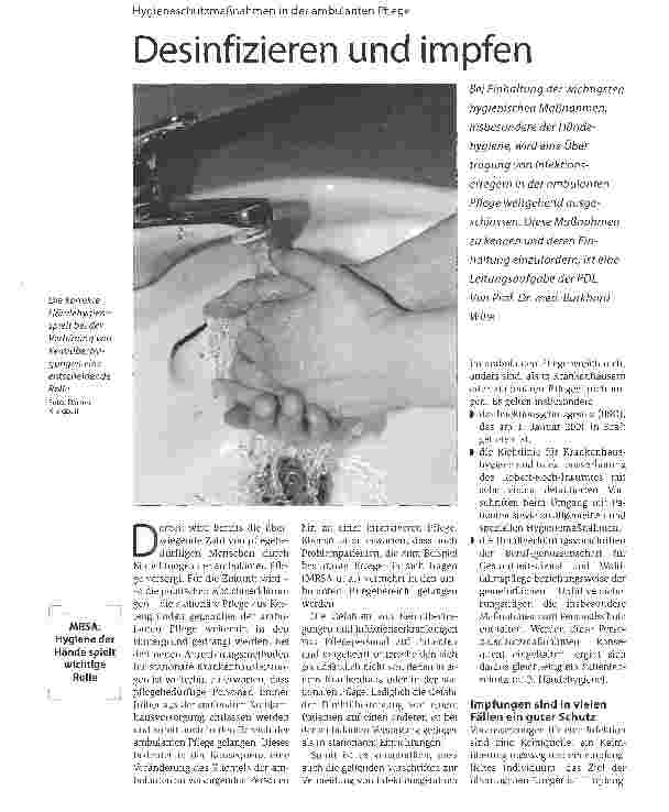 Vorschauseite 1: Desinfizieren und impfenHygieneschutzmaßnahmen in der ambulanten Pflege
