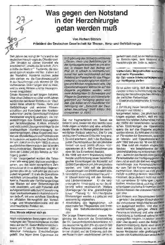 Vorschauseite 1: Was gegen den Notstand in der Herzchirurgie getan werden muß