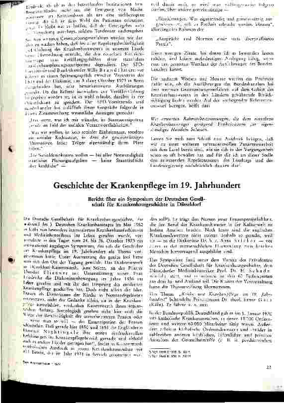 Vorschauseite 1: Geschichte der Krankenpflege im 19. Jahrhundert