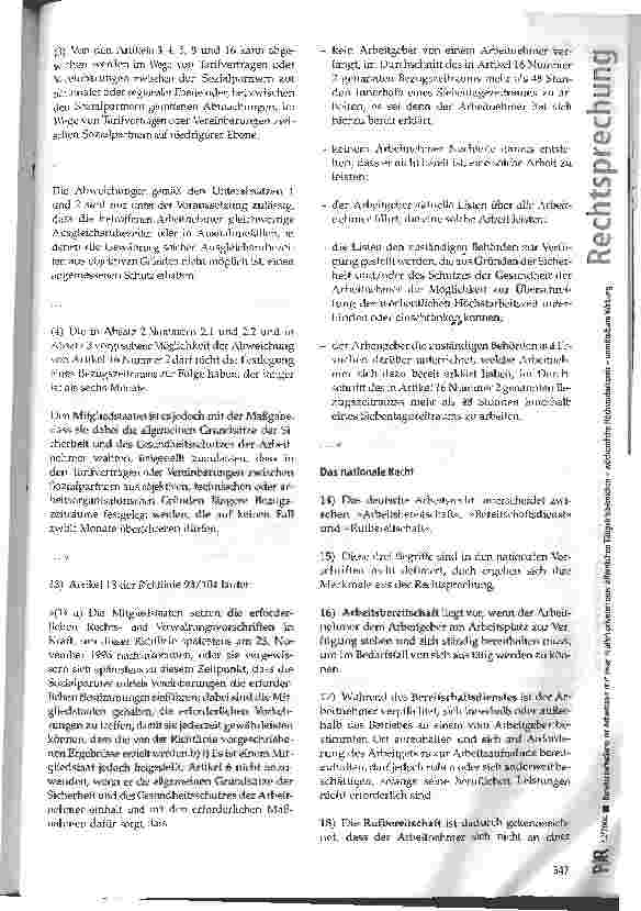 Vorschauseite 4: Bereitschaftsdienst ist Arbeitszeit und zwar in allen privaten oder öffentlichen Tätigkeitsbereichen -wöchentliche Höchstarbeitszeit - unmittelbare Wirkung